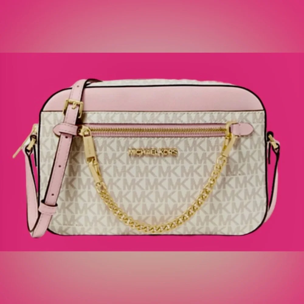 SALE Micheal Kors Jet Set Crossbody Bag NWT Pink/cream - Picture 2 of 7